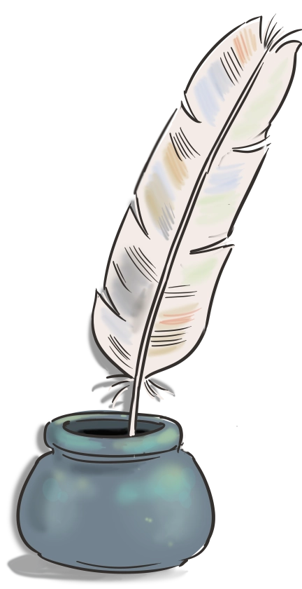 feather quill in ink jar