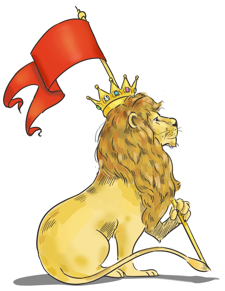 lion with a banner